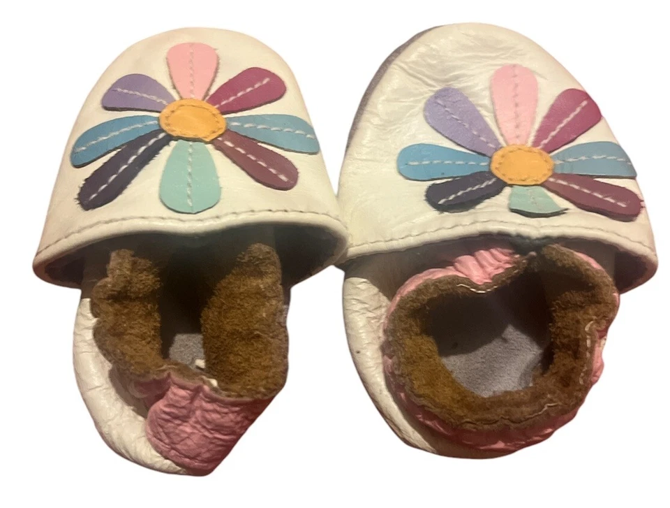 Momo Zapatos Cuna Bebé Cuero Blanco Niña Arco Iris Lirio Infantil 0-6 Meses Foto 2 de 4