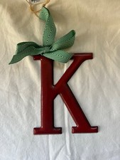 Letter L Rustic Monogram Ornament Xmas Holiday RED Initial Large