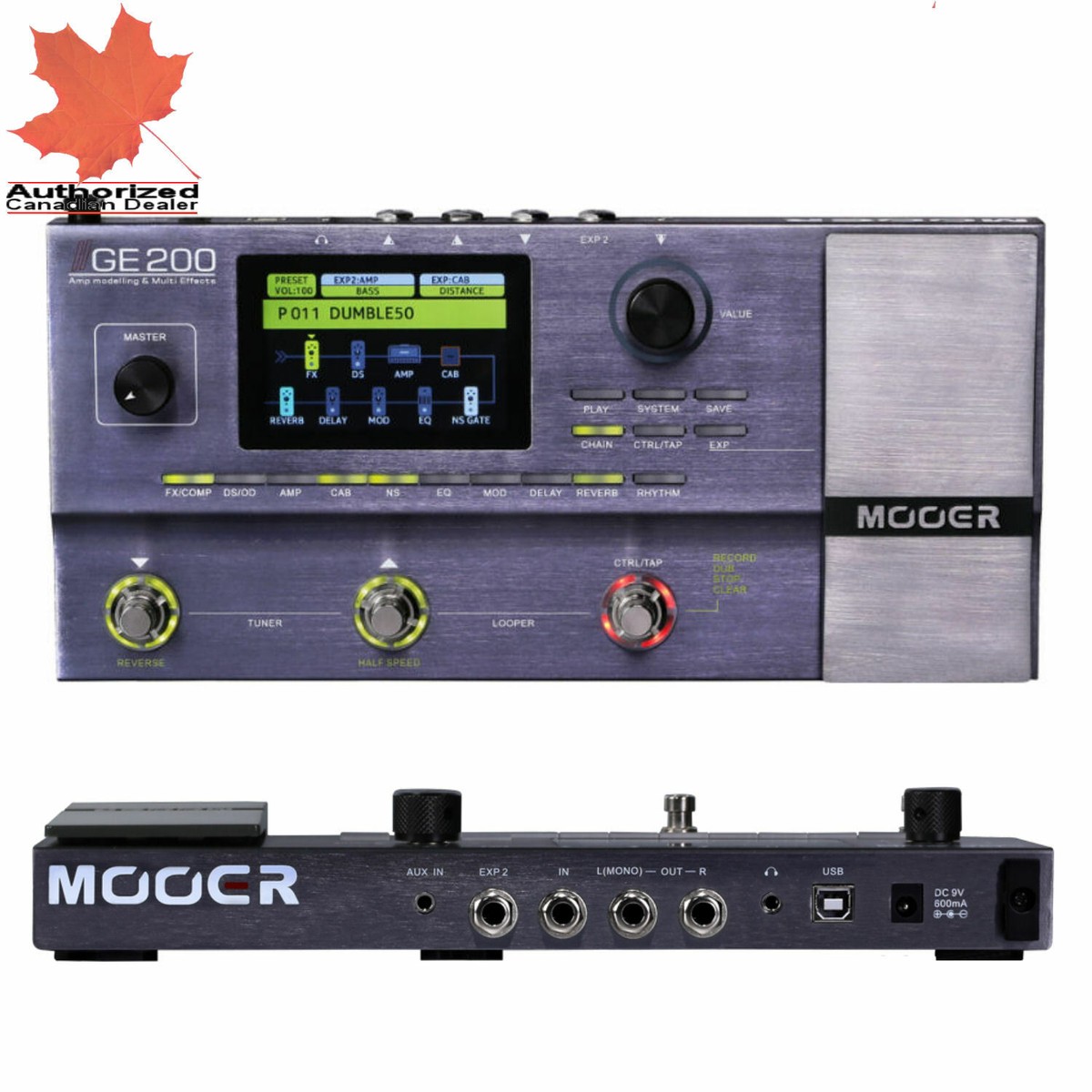 Mooer GE200 Guitar Multi Effects Processor Pedal Board Full