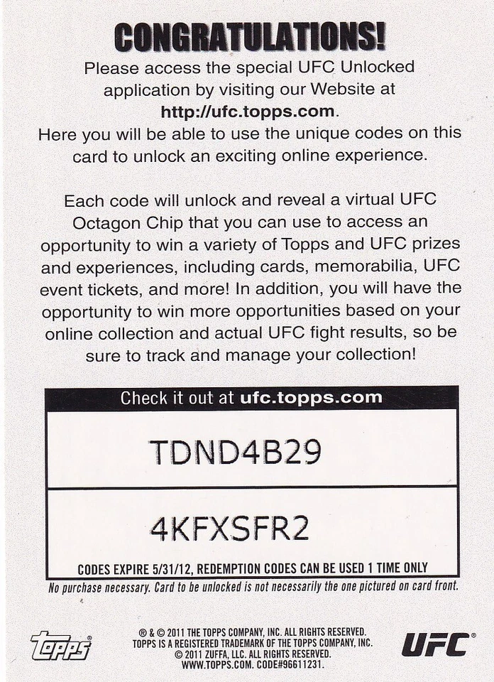 Quinton Rampage Jackson Signed 2011 Topps UFC Moment of Truth Unlocked Card 135 - Image 3 of 4