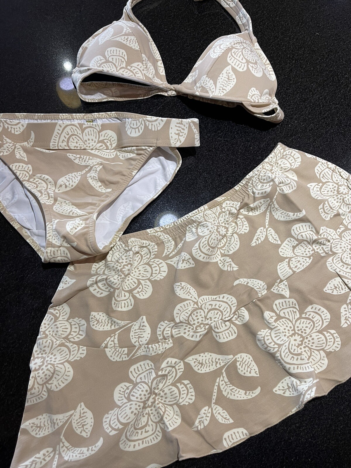 Rare Vintage Venus Bikini Bathing Swim B Top & L Bottoms & Cover Skirt XL New