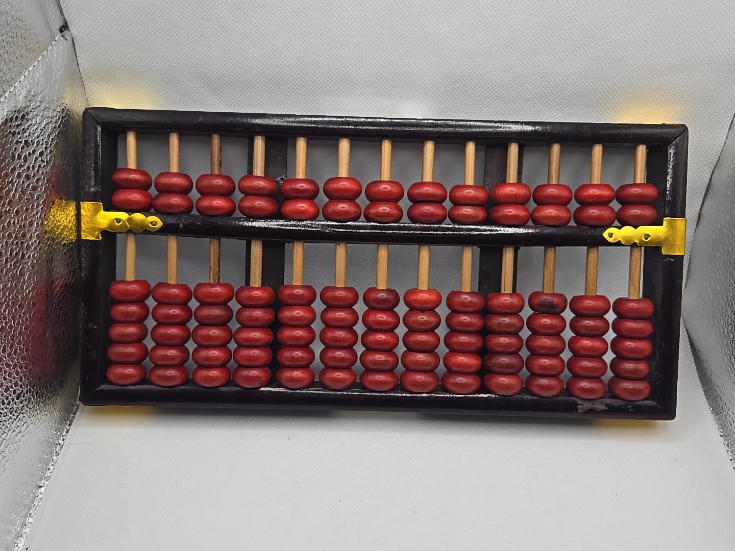 🧮 Antique Asian Chinese Wooden Lotus Flower Abacus 13 Rods 91 Beads