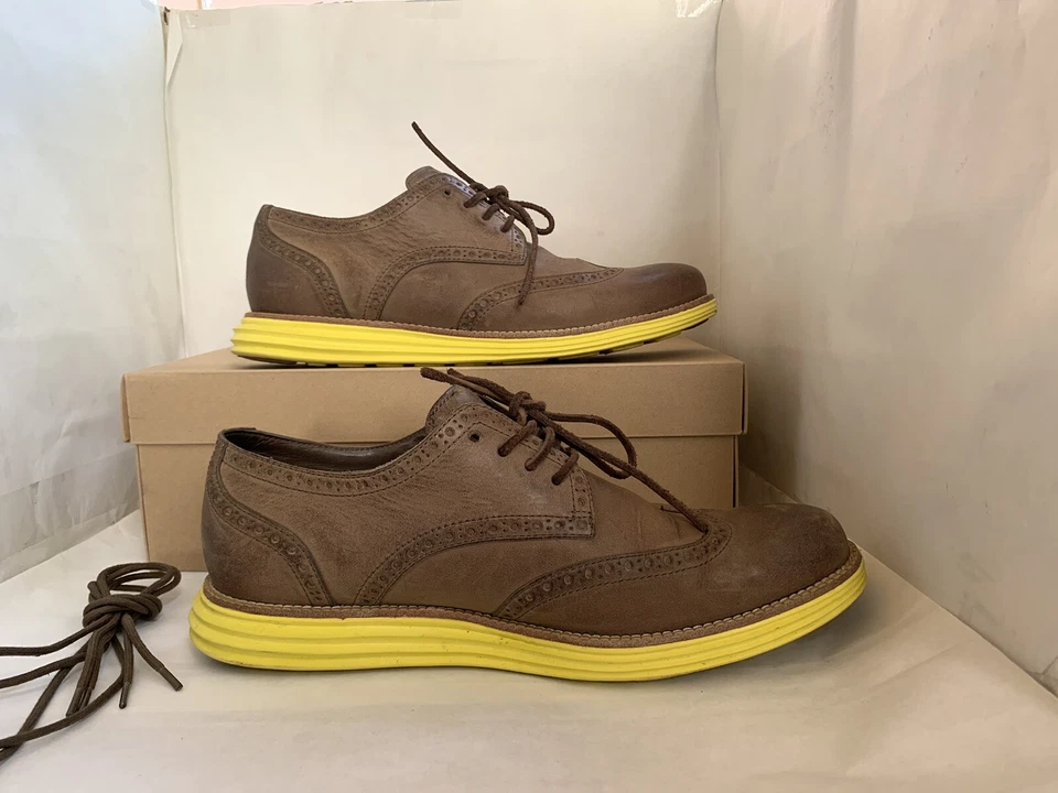 Cole Haan LunarGrand Wingtip Leather Size 9.5 Grey/Green C10450-161 (2012)