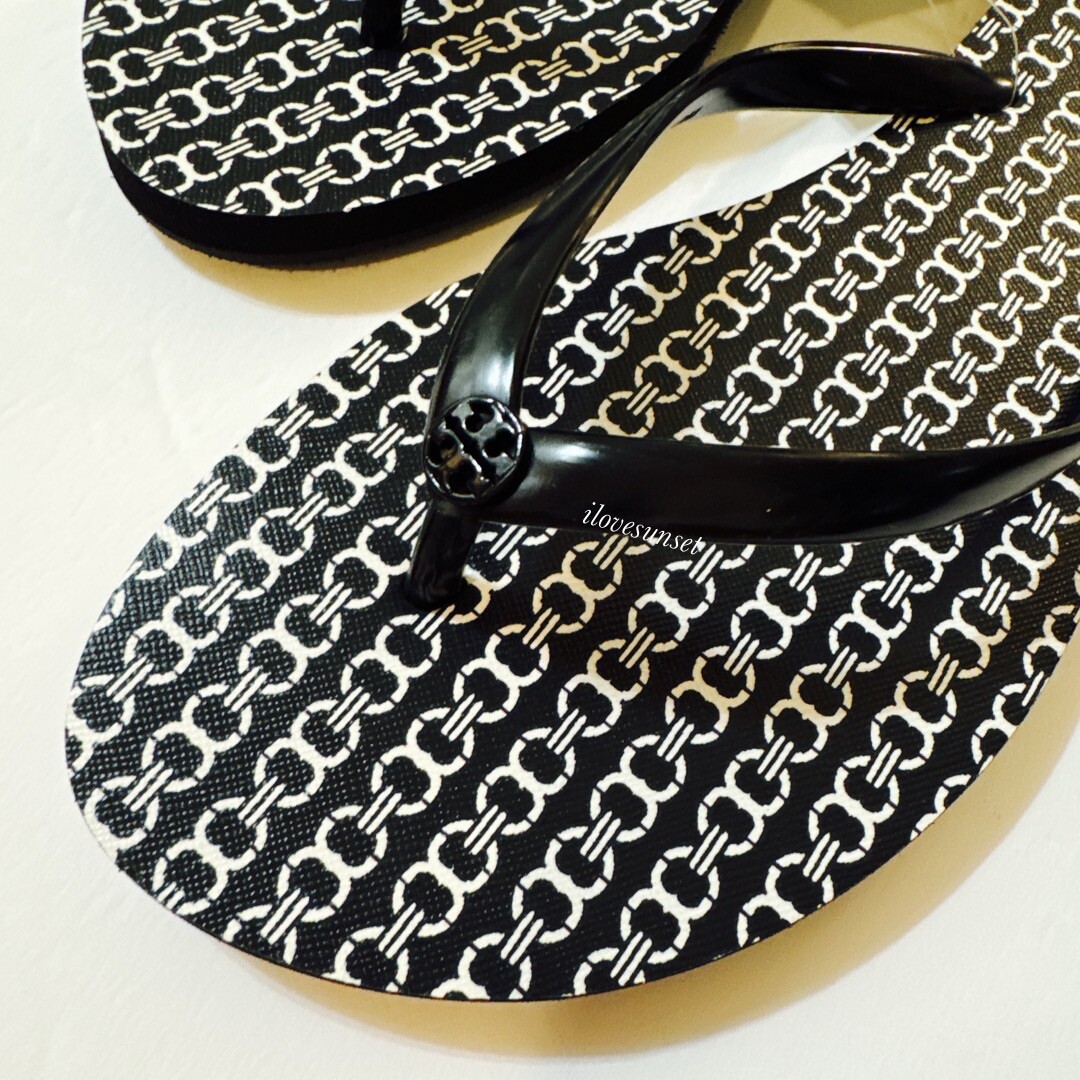 NWT Size 8 Chelsea Flip Flops {Tory Burch} Black Gemini Link/883