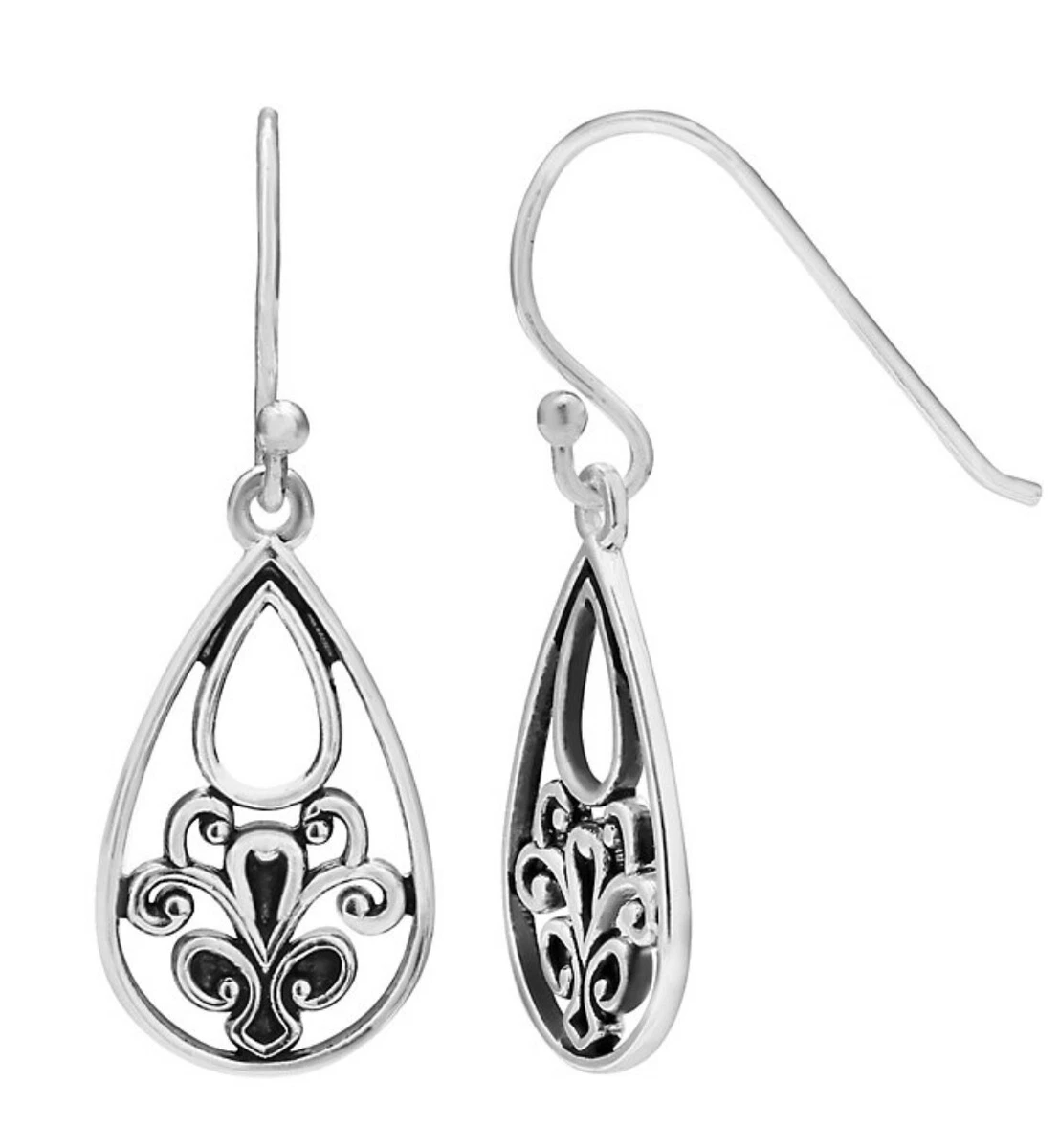 Primrose 925 Sterling Silver Polish Filigree Teardrop Earrings