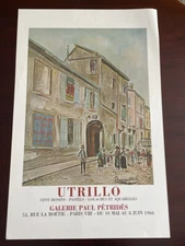 Maurice Utrillo, Vintage Lithograph Exhibition Poster Mourlot Pétridès 1966