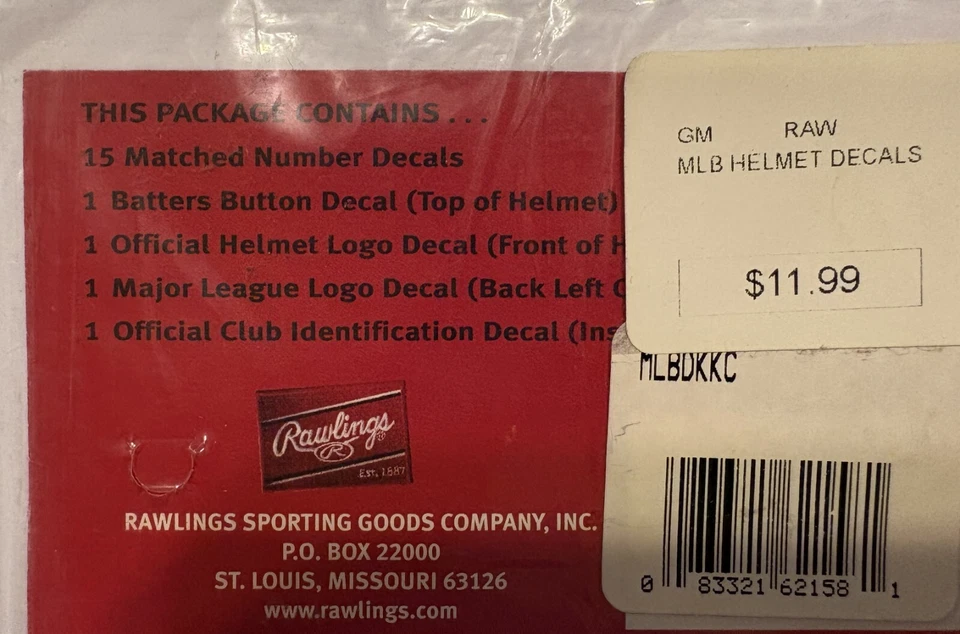 Vintage KANSAS CITY ROYALS RAWLINGS Batting Helmet DECAL KIT NEW Old Stock NIB - Image 3 of 3