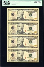 2004 A $10 Federal Reserve F Star Atlanta 4 Note Uncut Sheet ~ PCGS 68 PPQ