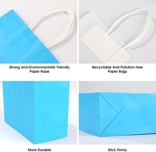 Eco-Friendly Kraft Paper Gift Bags - Bulk Pack of 100 for Colorful Celebrations - Picture 7 of 11