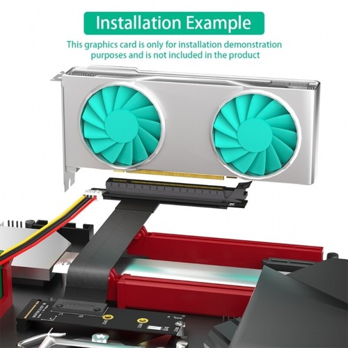 M.2 Turn 90 Angle NGFF NVMe Key M to PCIE 16X Graphics Card Extender Cord - Afbeelding 2 van 8