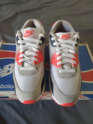 Size 6.5Y - Nike Air Max 90 GREY, INFRARED, BLACK, ORANGE BURST | eBay