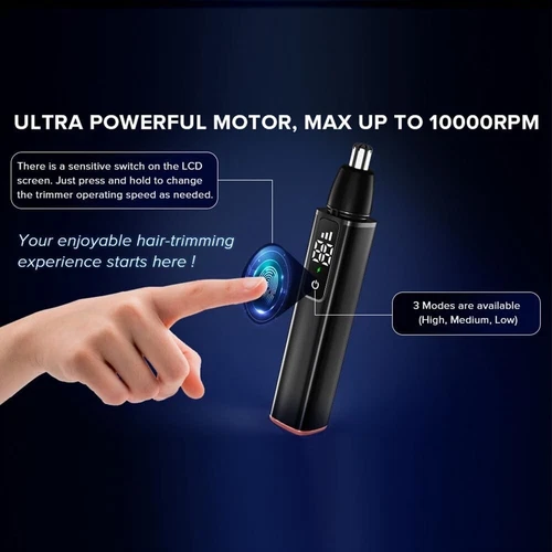 Ear and Nose Hair Trimmer with LED Display, USB Rechargeable Nose Trimmer - Picture 9 of 9