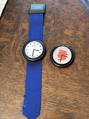 Two Vintage Working Pop Swatch Watches with One Blue Modified