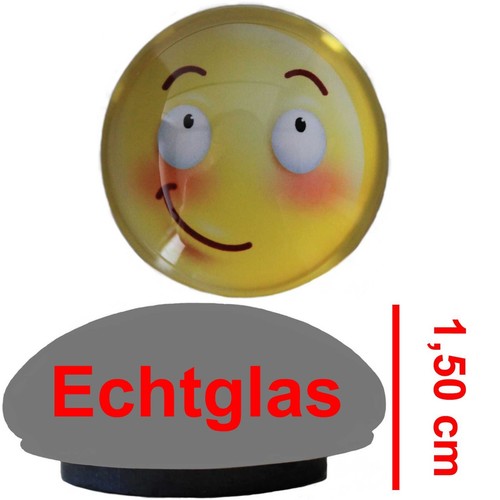 3,50 cm Glas Smiley Magnet Emoji Lachen rote Backen Kühlschrankmagnet Memoboard - Bild 1 von 1