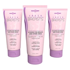 Fresh Breasts 3.4 oz Tube (3 PACK) NEW - Anti Chafing Lotion Powder Deodorant