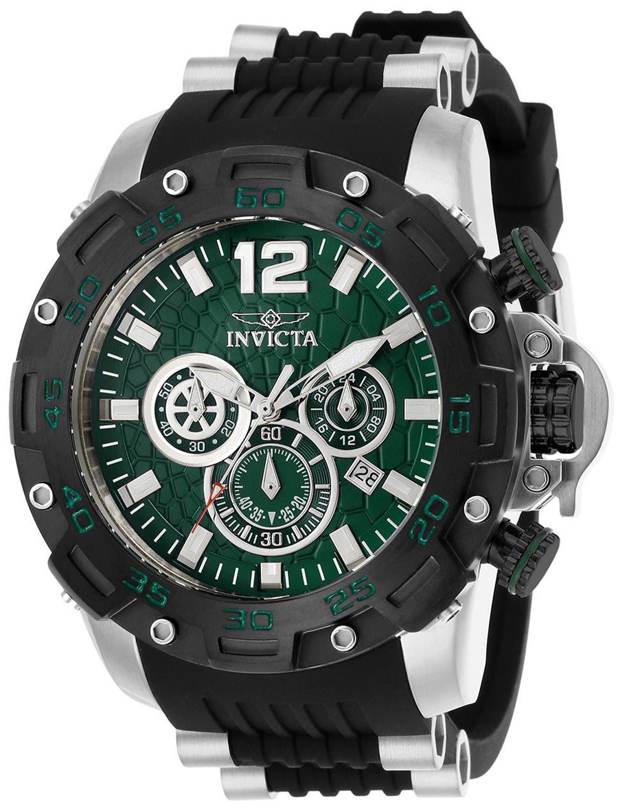 Invicta 26405 Pro Driver Green Dial Polyurethane Strap Chronograph