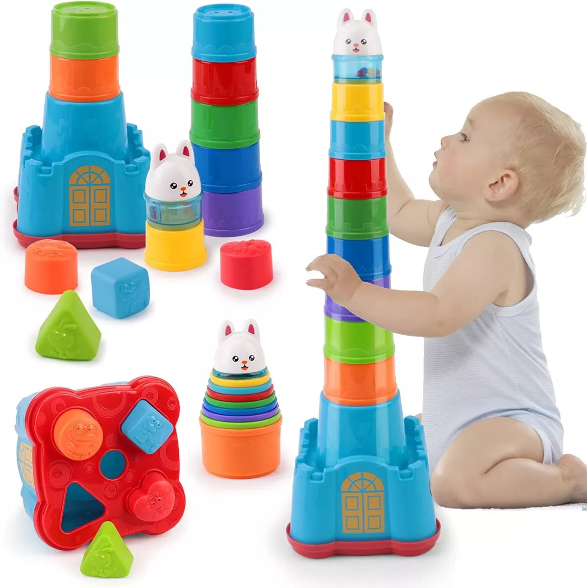 Nesting Cups Shape Sorter Baby Stacking Castle Toys for Toddlers 1-3, for  Infant