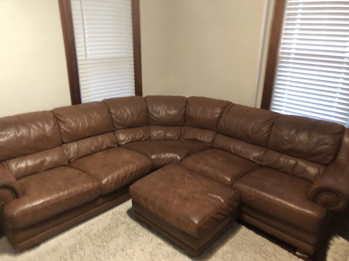 Leather sectional 2024 with nailhead trim