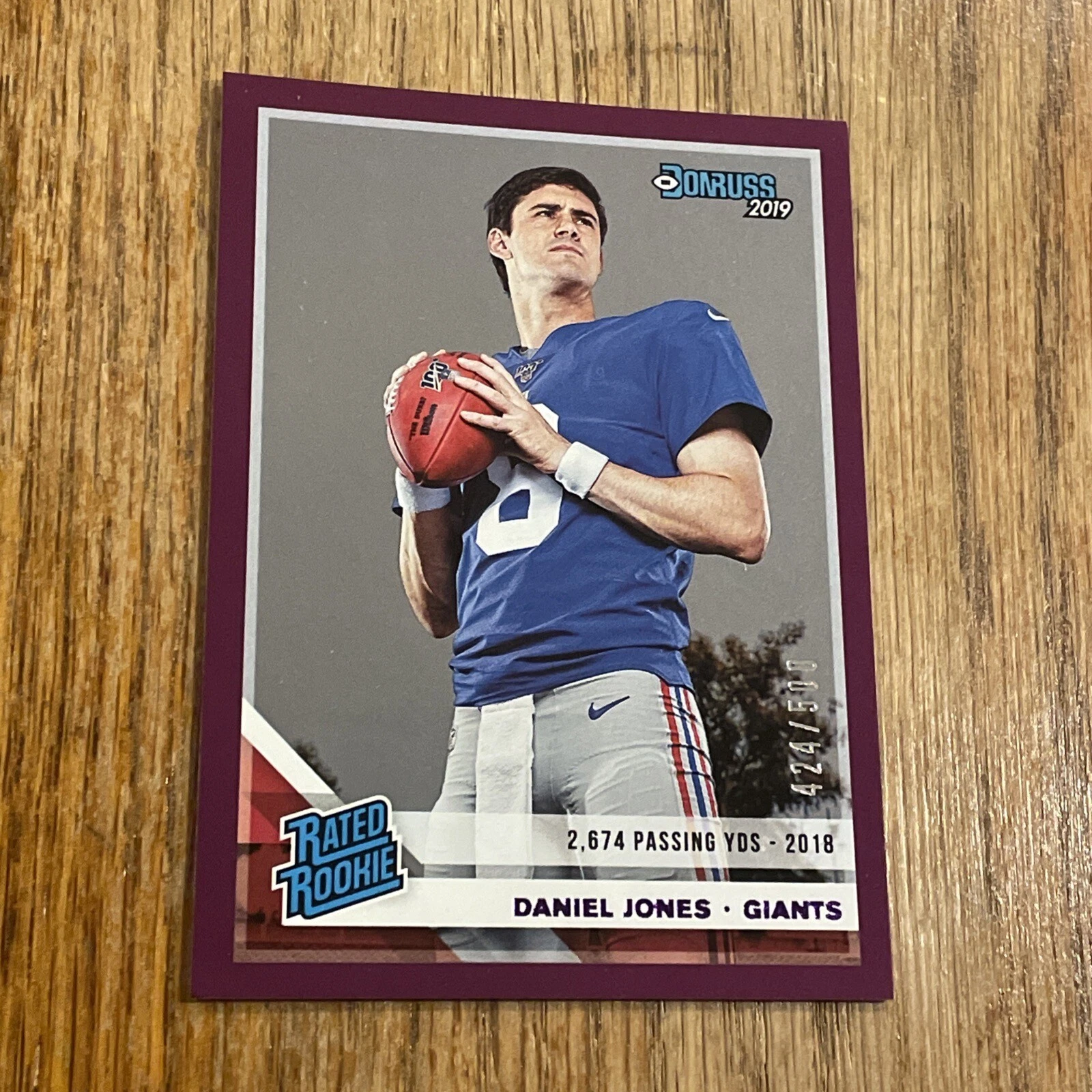 2019 Donruss Daniel Jones Rated Rookie Purple Stat Line #/500 Giants RC SSP Rare