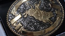 Crumrine Western Oval BULL RIDER Belt Buckle c02160