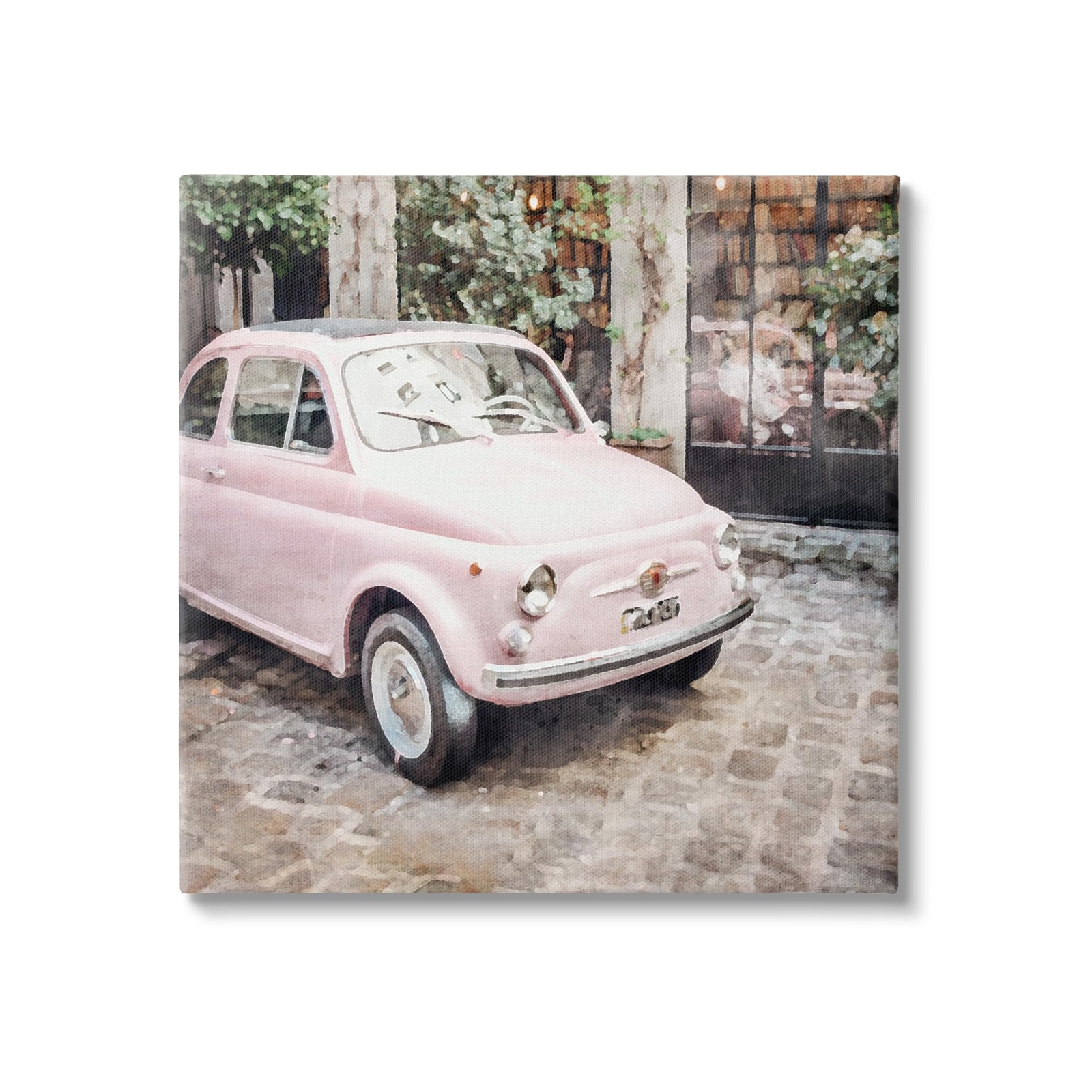 Pink Buggy in France Canvas Wall Art by LSR Design Studio
