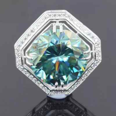 Gorgeous 18.65 Ct Certified Blue Treated Diamond Solitaire Pendant 925 Silver !