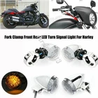 4x Motorcycle Fork Clamp Front Rear Chrome LED Turn Signal Light 39mm For Harley