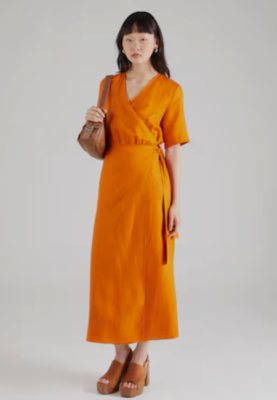 selected femme orange dress Anthropologie x SELECTED FEMME Wrap Dress SLFALLESANDRA in Dark Orange UK  6/8