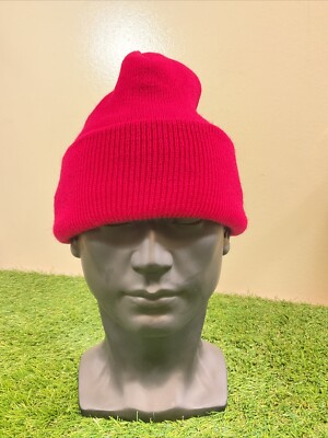 Vintage 90s Streetwear Blank Chunky Ribbed Knit Winter Beanie Hat Hot Pink