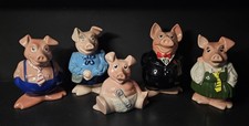 Iconic 1980s Natwest Pigs Family of 5. Vintage Wade Ceramics. Superb Condition.