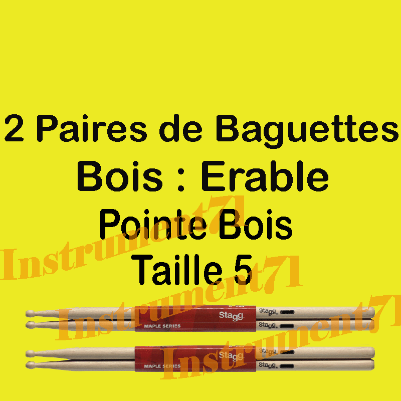Non Communiqué Stagg 1Pr.baguettes-5B /Erable/Bois - Image 2