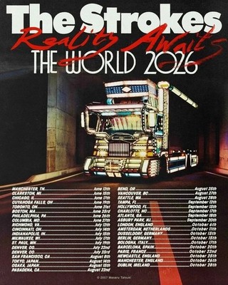 The Strokes Reality Awaits World Tour 2026 Poster