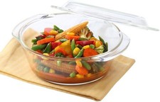 Glass Round Casserole Oven Dishes with Lid, Freezer & Microwave Safe 1L/1.5/2.5L