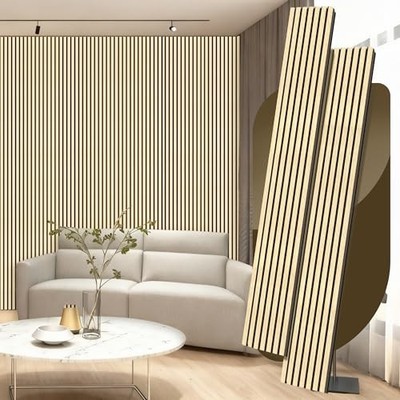 2 Pack Wood Panels for Wall, 106.3'' × 11'' Wood Slat Acoustic 106.3×11(2pcs） Oak