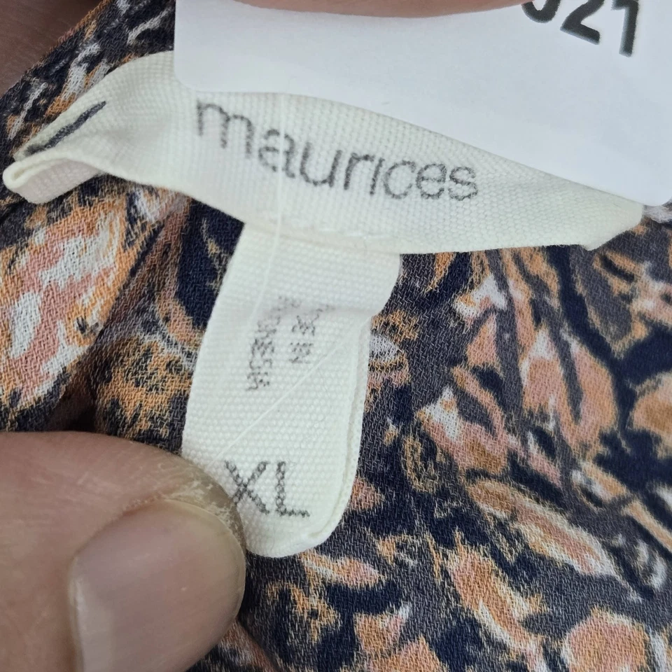 Blusa Maurices Mujer XL Azul Marino Paisley Botón Delantero Foto 3 de 4