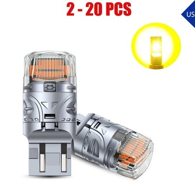 2-20X LED Turn Signal Light Bulb 7440 7443 992 Amber Yellow SMD Silver Lamp 12V