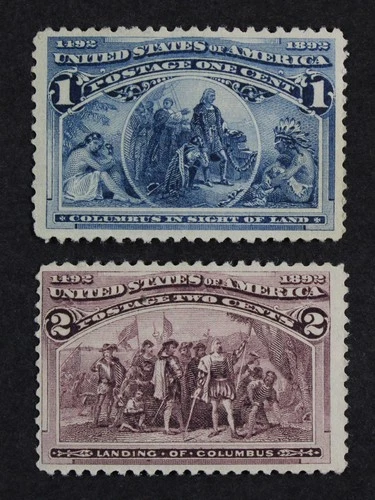 CKStamps: US Stamps Collection Scott#230 231 1c 2c Columbian Mint LH OG