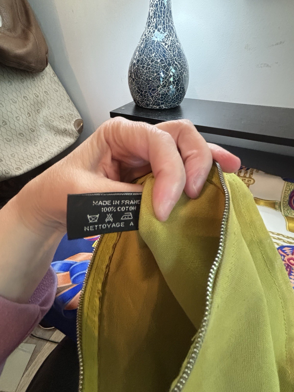 Authentic Hermès Bora Bora Canvas Pouch – Authentic Yellow Canvas — image 8