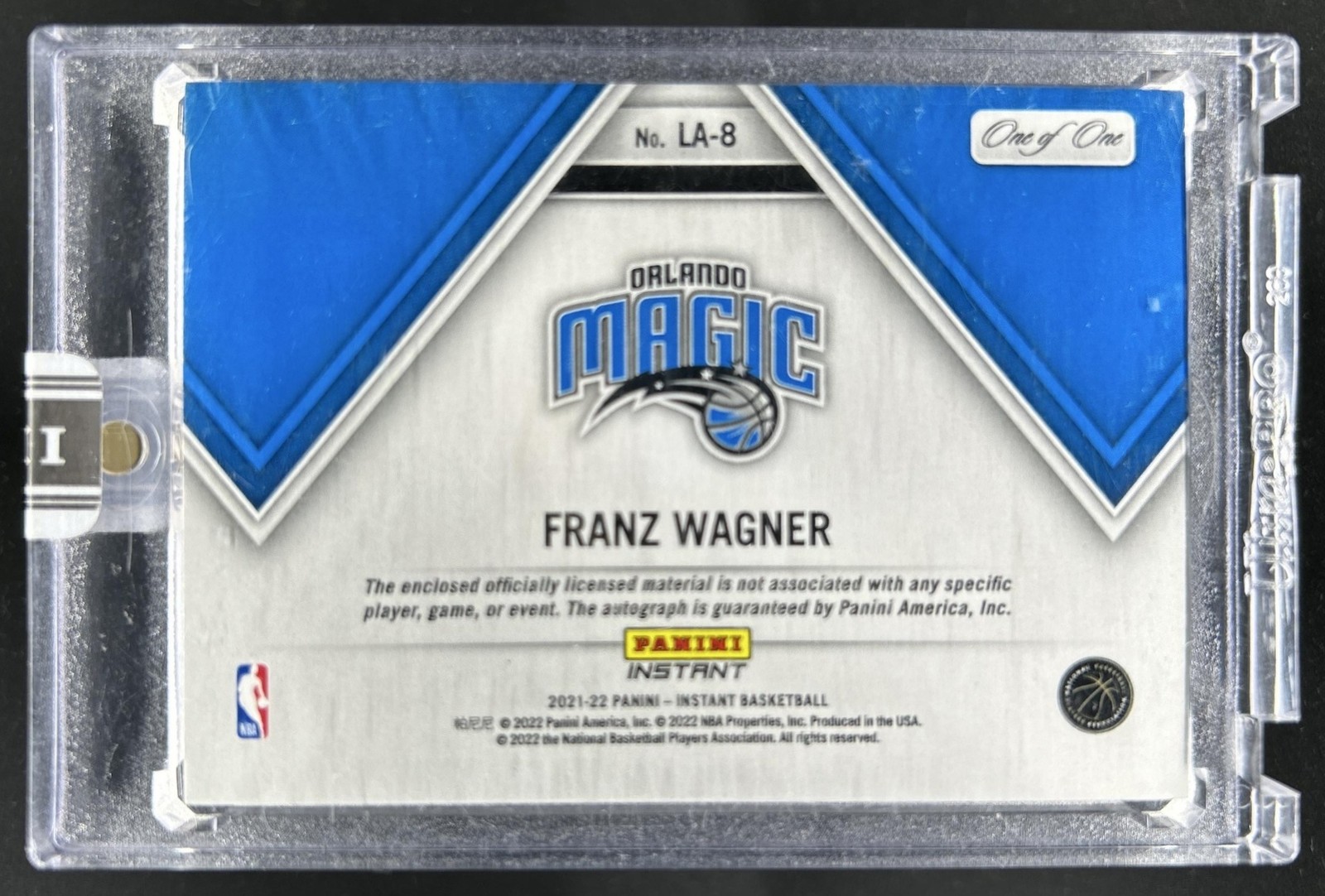2021-22 Panini Instant NBA Franz Wagner 75th Logoman Rookie RC Patch Auto #1/1 view 2