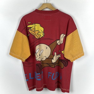Vintage Warner Bros Elmer Fudd Duffy Duck All Over Print T-Shirt 1996 Size Small
