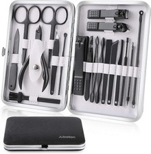 Manicure Set, Jubolion 19pcs Stainless Steel Professional Black and White