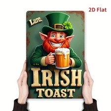 Tin Metal Signs 8x12 Irish Toast Metal Wall Decor - Retro Leprechaun Beer Mug Si