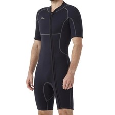 Hevto Shorty Wetsuit Men Size Medium Black New 2mm Neoprene Front Zip Springsuit
