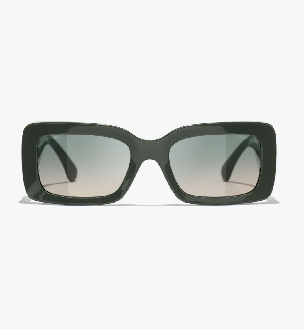Chanel Rectangle Sunglasses CH 5534A 1791/S3 Forest Green / Gold