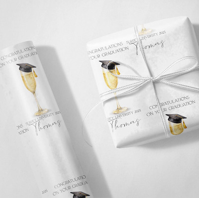 Personalisierte Geschenkverpackung zum Abschluss | Champagner Mörserbrett Design