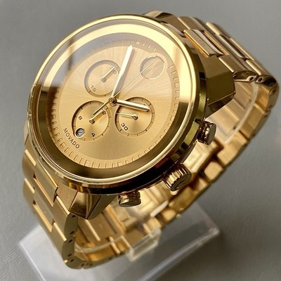 Herren Original Movado Bold Gold Designer Uhr Chronograph Ausstellungsstück UVP995 