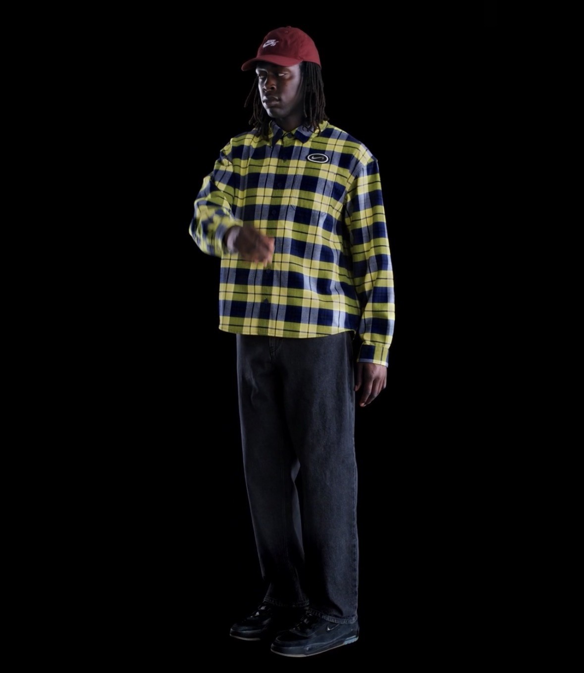 Nike SB x Eric Koston Skate Flannel- Midnight Navy Speed Yellow Size Large rare image 5