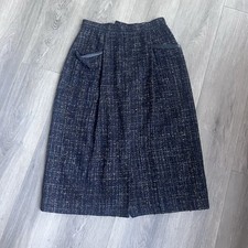 Vintage Women  s Midi Skirt Tweed Dark Navy Skirt Size 10
