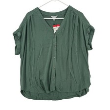 Orvis Shirt Womens Medium Green Button Down Short Sleeve Lightweight Top NWT