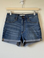 Abercrombie Fitch Denim Cut Off Cuffed Shorts Size 2 26 Medium Blue High Rise